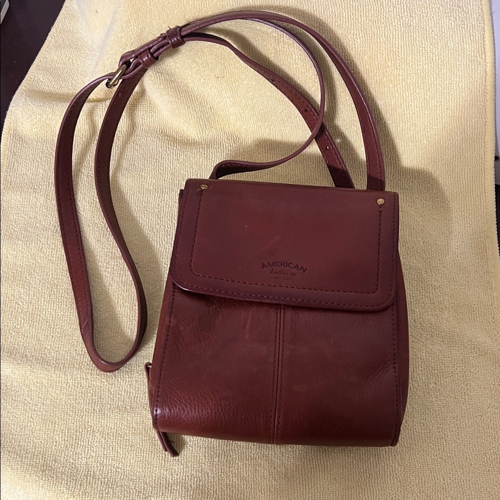 American Leather Co British Tan Leather Crossbody Bag